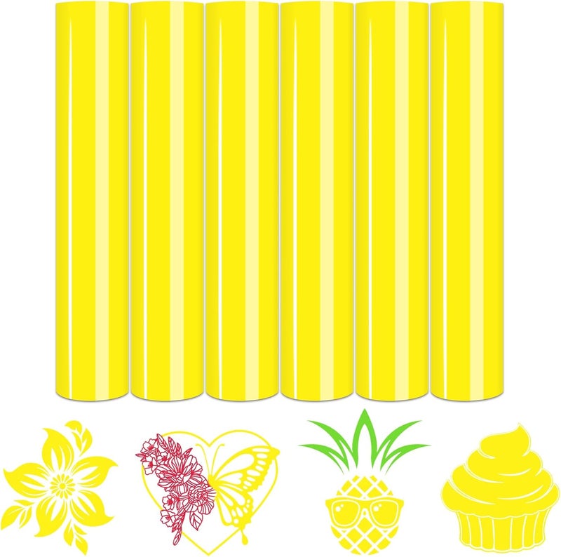 Tintnut Yellow Pear Color Heat Transfer Vinyl -6 Sheets 12"x10" Bright Color Iron on Vinyl for T-Shirts Clothing Bags HTV Vinyl for All Cutting Machine - Image 1